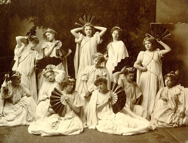 Acadia Ladies Seminary Physical Cultural Exhibition Scene from fan drill 1901 - retrieved from February 2015 internet archive