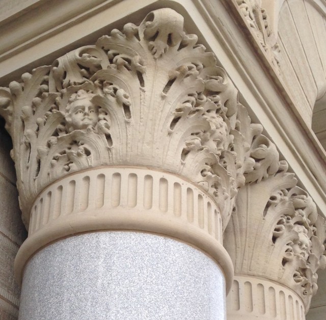 Milwaukee City Hall cherub faces in Corinthian columns 2