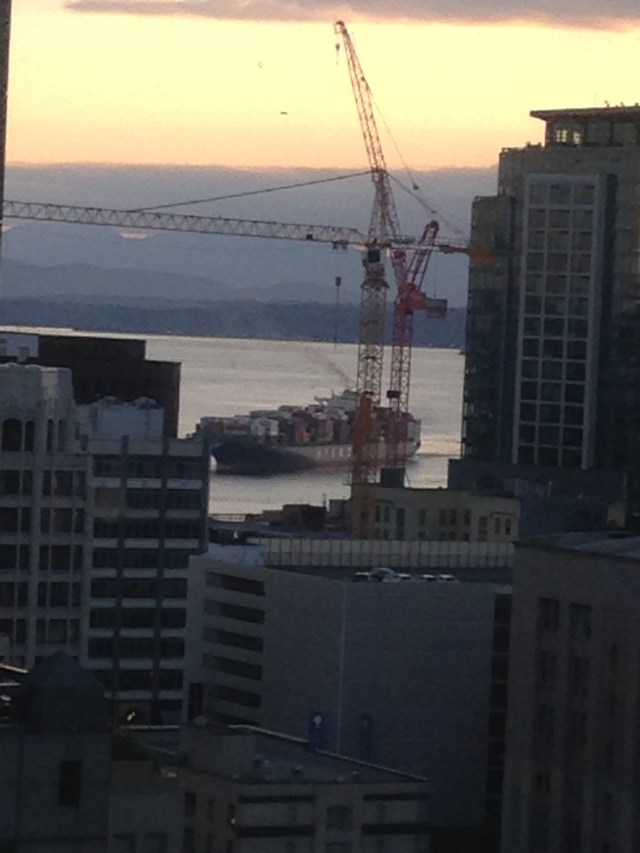 A view of Puget Sound from our hotel room