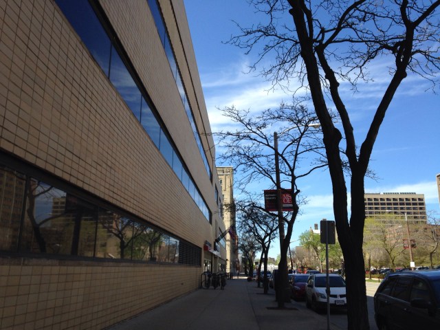 Blue skies over MSOE Campus Center / Blatz Bottle House