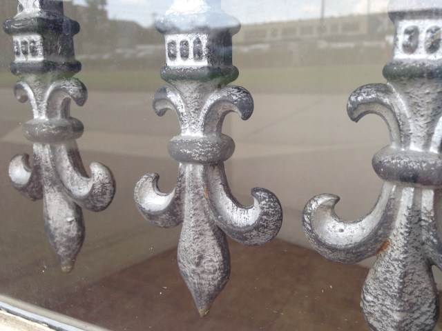 Closeup of security bars at Mulate's in New Orleans