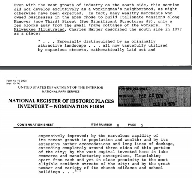 from pp. 4-5 in Walker's Point National Register of Historic Places Inventory - Nomination Form (received February 22, 1978; entered December 19, 1978)