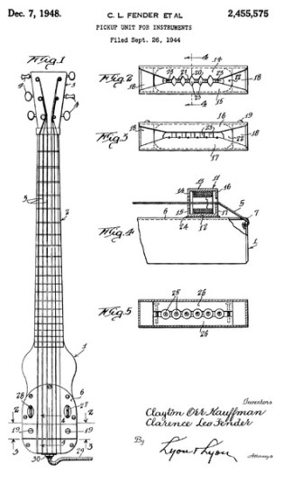 Patent for Fender steel lap guitar