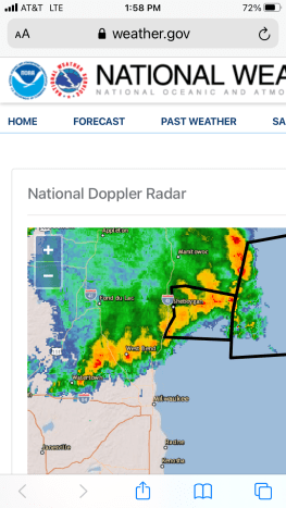 Weather radar showing a storm approaching Milwaukee, Wisconsin