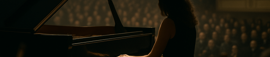 A pianist plays on a concert stage (ChatGPT generated)