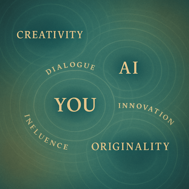 Concentric circles and overlapping ripples of creative practice - ChatGPT image